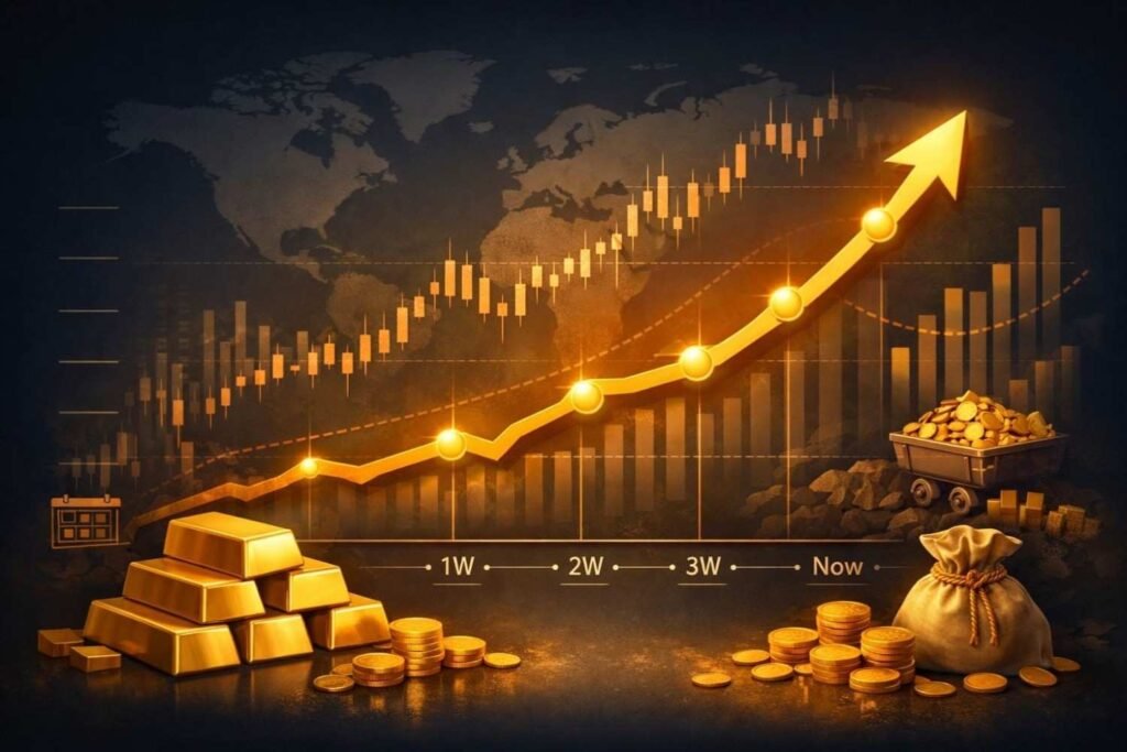 Infographic showing gold price trend in India over the last 30 days